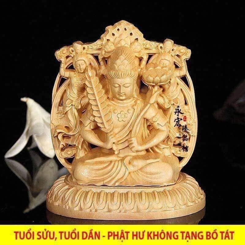 Tượng phật xe hơi Phật bản mệnh tuổi Sửu, Dần (Hư Không Tạng Bồ Tát) gỗ Hoàng Dương