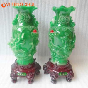 Bình xanh long phụng (Long - Phượng Hoàng) bằng bột đá màu