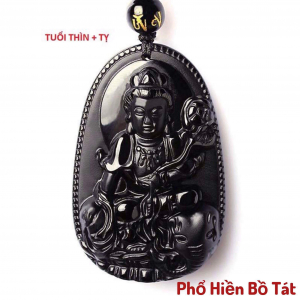 Phật bản mệnh tuổi Thìn, Tỵ (Phổ Hiền Bồ Tát) đá Mã Não đen