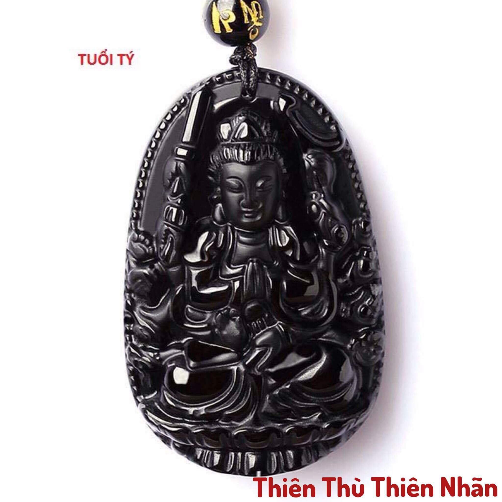 Phật bản mệnh tuổi Tý (Thiên Thủ Thiên Nhãn) đá Mã Não đen